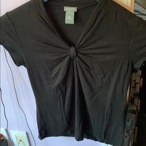 Ann Taylor black short sleeve v neck tee